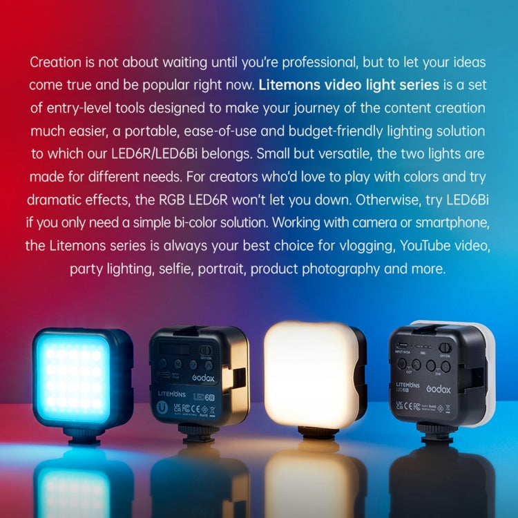 Godox LED-6BI LED Luce per riprese video, LED-6BI