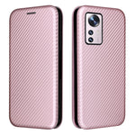 Custodia per telefono in PU con vibrazione orizzontale magnetica in fibra di carbonio, For Xiaomi 12 Pro
