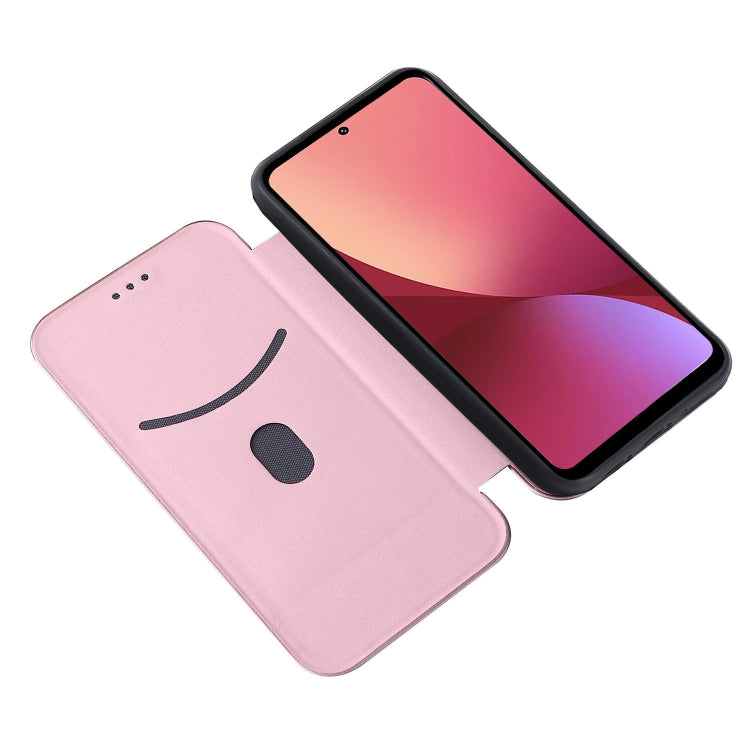 Custodia per telefono in PU con vibrazione orizzontale magnetica in fibra di carbonio, For Xiaomi 12 Pro