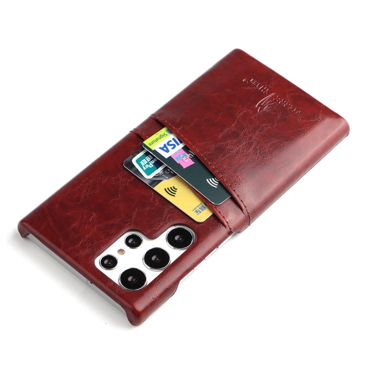 Fierre Shann Retro Oil Wax Texture PU Custodia in pelle con slot per schede, For Samsung Galaxy S22 Ultra 5G, For Samsung Galaxy S22+ 5G, For Samsung Galaxy S22 5G