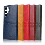 Fierre Shann Retro Oil Wax Texture PU Custodia in pelle con slot per schede, For Samsung Galaxy S22 Ultra 5G, For Samsung Galaxy S22+ 5G, For Samsung Galaxy S22 5G