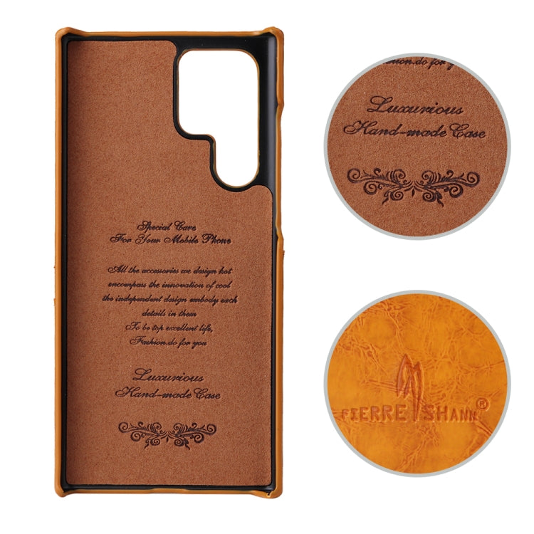 Fierre Shann Retro Oil Wax Texture PU Custodia in pelle con slot per schede, For Samsung Galaxy S22 Ultra 5G, For Samsung Galaxy S22+ 5G, For Samsung Galaxy S22 5G