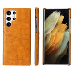 Fierre Shann Retro Oil Wax Texture PU Custodia in pelle con slot per schede, For Samsung Galaxy S22 Ultra 5G, For Samsung Galaxy S22+ 5G, For Samsung Galaxy S22 5G