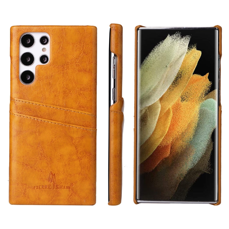 Fierre Shann Retro Oil Wax Texture PU Custodia in pelle con slot per schede, For Samsung Galaxy S22 Ultra 5G, For Samsung Galaxy S22+ 5G, For Samsung Galaxy S22 5G
