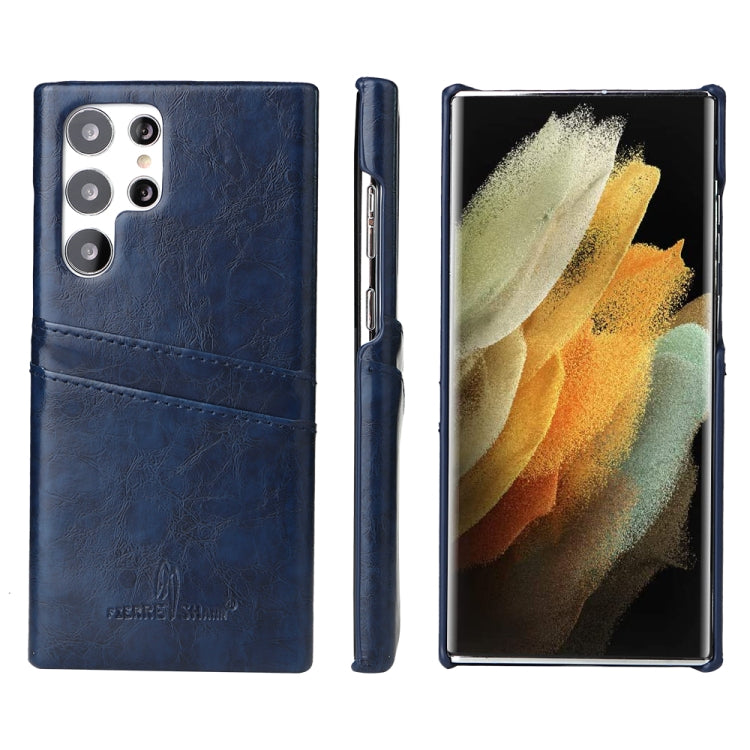 Fierre Shann Retro Oil Wax Texture PU Custodia in pelle con slot per schede, For Samsung Galaxy S22 Ultra 5G, For Samsung Galaxy S22+ 5G, For Samsung Galaxy S22 5G