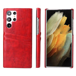 Fierre Shann Retro Oil Wax Texture PU Custodia in pelle con slot per schede, For Samsung Galaxy S22 Ultra 5G, For Samsung Galaxy S22+ 5G, For Samsung Galaxy S22 5G