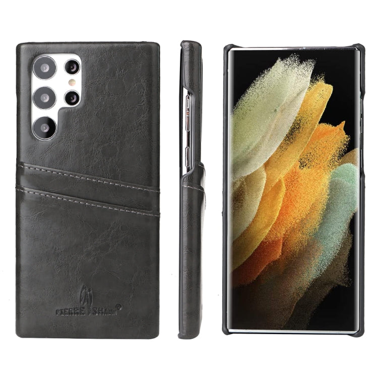 Fierre Shann Retro Oil Wax Texture PU Custodia in pelle con slot per schede, For Samsung Galaxy S22 Ultra 5G, For Samsung Galaxy S22+ 5G, For Samsung Galaxy S22 5G