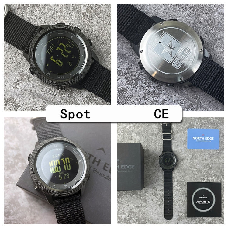 NORTH EDGE APACHE-46 Orologio sportivo digitale multifunzione da uomo impermeabile da esterno, Nylon Strap