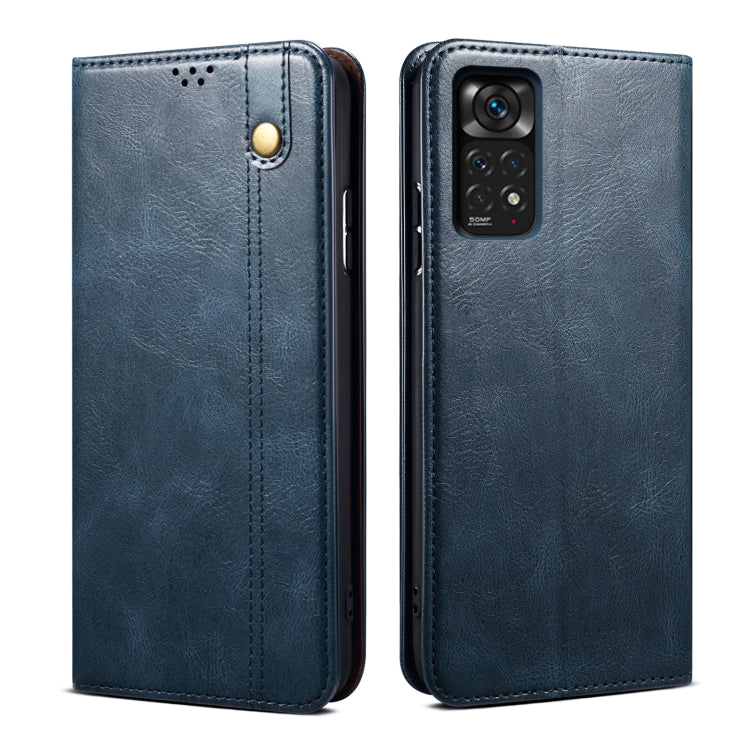 Custodia per telefono in pelle con trama di cavallo pazzo in cera d'olio, For Xiaomi Redmi Note 11S / Note 11 Foreign Version