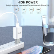 IVON AD-33 2 in 1 Caricatore da viaggio con porta USB singola da 2,1 A + set di cavi dati da USB a 8 pin da 1 m,, EU Plug, US Plug