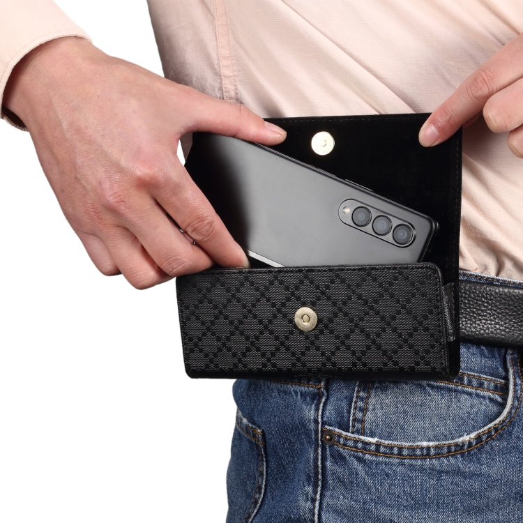 Custodia per telefono appesa in vita con texture a scacchi, For Samsung Galaxy Z Fold3 5G