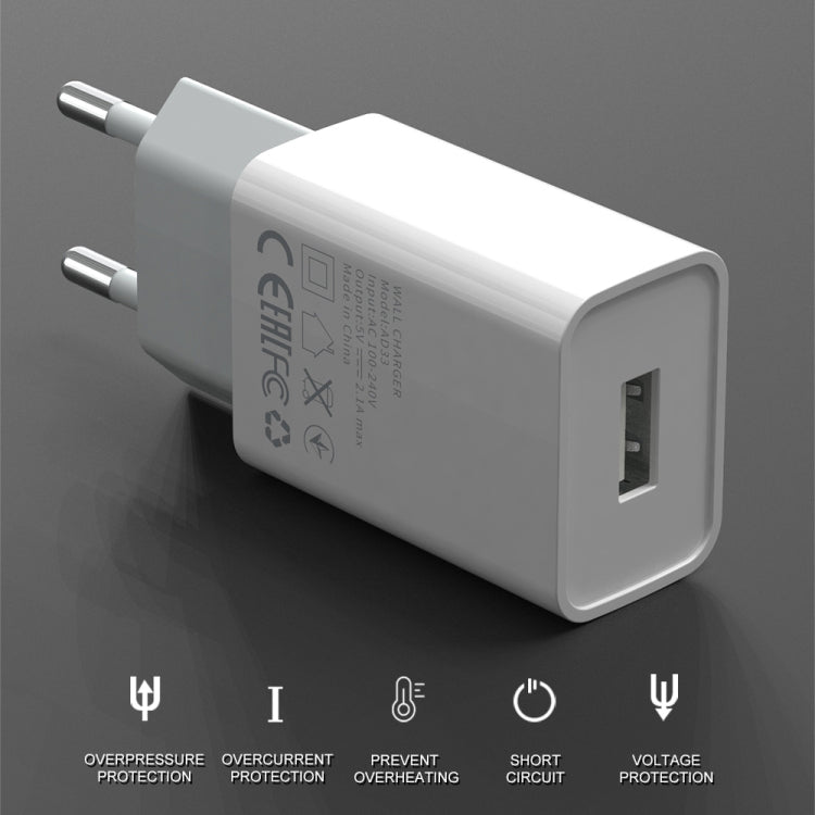IVON AD-33 Caricatore da viaggio USB 2,1A con cavi Micro USB