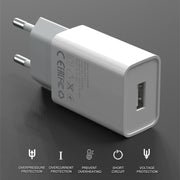 IVON AD-33 2 in 1 Caricatore da viaggio con porta USB singola da 2,1 A + set di cavi dati da USB a Micro USB da 1 m,, EU Plug, US Plug
