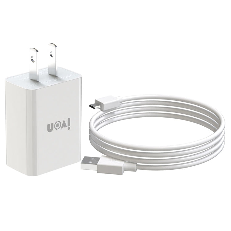 IVON AD-33 Caricatore da viaggio USB 2,1A con cavi Micro USB