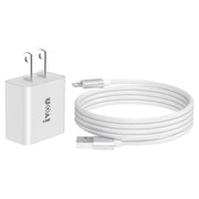 IVON AD-35 2 in 1 18W QC3.0 Caricabatteria da viaggio con porta USB + Set di cavi dati da USB a 8 pin da 1 m,, EU Plug, US Plug