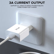 IVON AD-35 2 in 1 18W QC3.0 Caricabatteria da viaggio con porta USB + Set di cavi dati da USB a Micro USB da 1 m,, EU Plug, US Plug