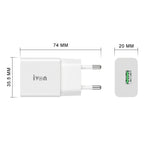 IVON AD-35 Caricatore da viaggio USB QC3.0 18W con cavi USB-C