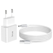 IVON AD-35 2 in 1 Caricatore da viaggio con porta USB QC3.0 da 18 W + set di cavi dati da USB a USB-C / Type-C da 1 m,, EU Plug, US Plug