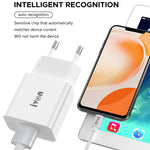 IVON AD-35 Caricatore da viaggio USB QC3.0 18W con cavi USB-C