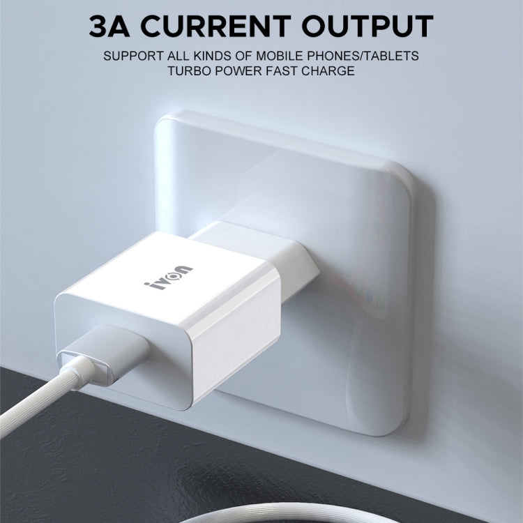 IVON AD-35 Caricatore da viaggio USB QC3.0 18W con cavi USB-C