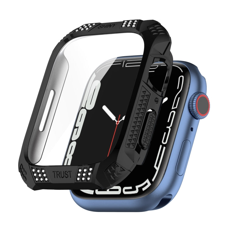 Trapano Cintura Rombo + Custodia Integrata Pellicola Temperata, For Apple Watch Series 9 / 8 / 7 41mm, For Apple Watch Series 9 / 8 / 7 45mm