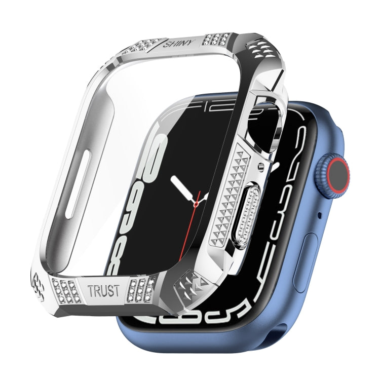 Trapano Cintura Rombo + Custodia Integrata Pellicola Temperata, For Apple Watch Series 9 / 8 / 7 41mm, For Apple Watch Series 9 / 8 / 7 45mm