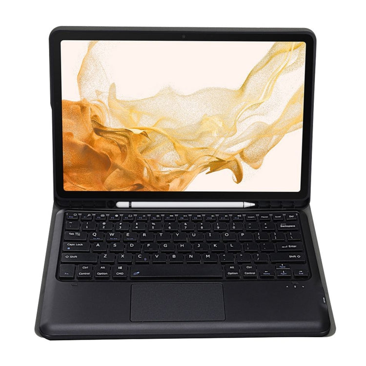 Custodia in pelle per tastiera Bluetooth divisa A800B-A con supporto, slot per penna e touchpad, A800B-A