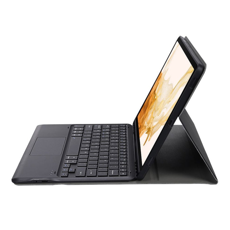 Custodia in pelle per tastiera Bluetooth divisa A800B-A con supporto, slot per penna e touchpad, A800B-A