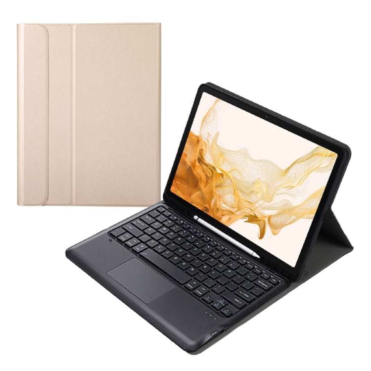 Custodia in pelle per tastiera Bluetooth divisa A800B-A con supporto, slot per penna e touchpad, A800B-A