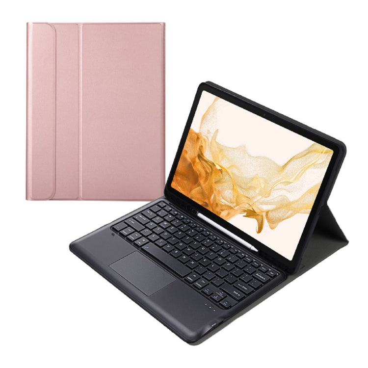 Custodia in pelle per tastiera Bluetooth divisa A800B-A con supporto, slot per penna e touchpad, A800B-A