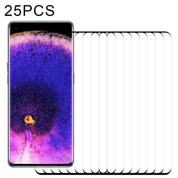 Pellicola in vetro temperato a schermo intero con bordo curvo 3D da 25 pezzi, For OPPO Find X5 (25 PCS)