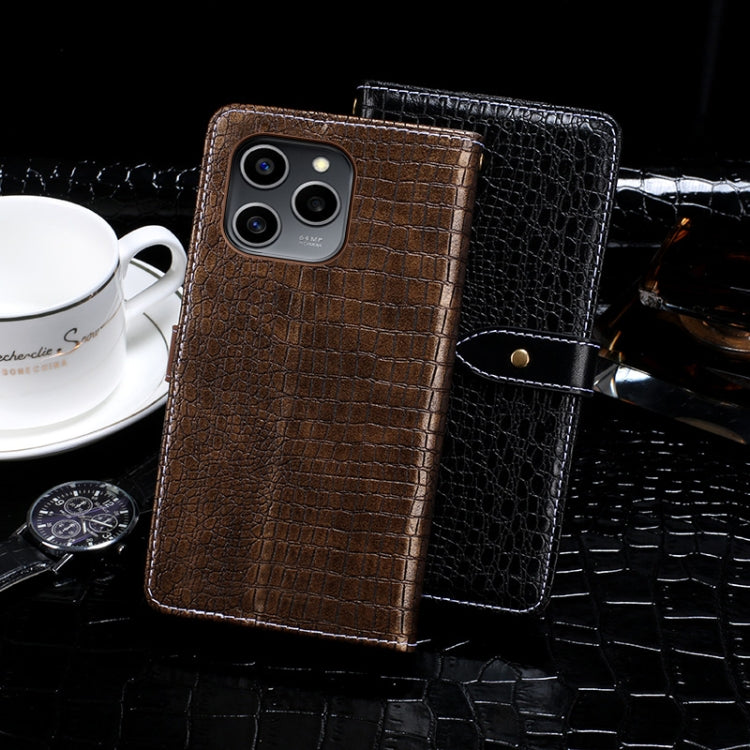 idewei Custodia per cellulare in pelle a conchiglia orizzontale con struttura in coccodrillo, For Honor 60 SE