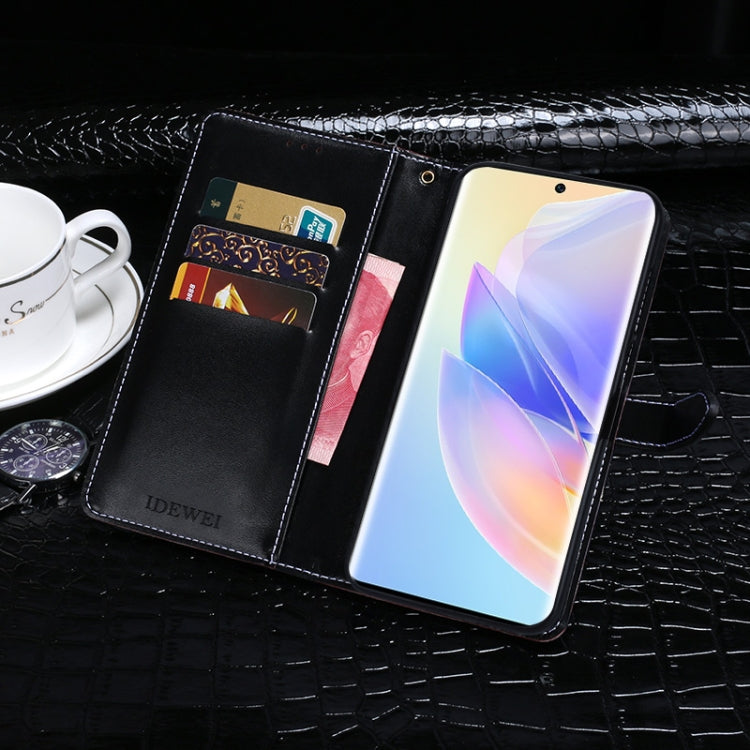 idewei Custodia per cellulare in pelle a conchiglia orizzontale con struttura in coccodrillo, For Honor 60 SE