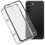Custodia per telefono in vetro temperato in metallo magnetico HD, For Samsung Galaxy S22 5G