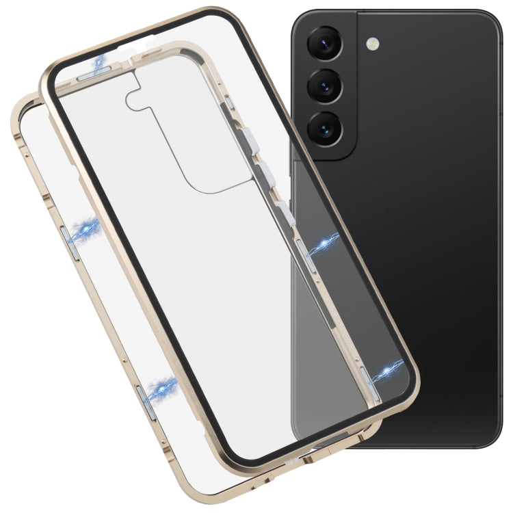 Custodia per telefono in vetro temperato in metallo magnetico HD, For Samsung Galaxy S22 5G