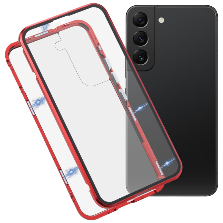 Custodia per telefono in vetro temperato in metallo magnetico HD, For Samsung Galaxy S22 5G