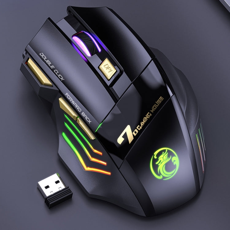 iMICE GW-X7 2.4G + Bluetooth Dual Mode Mouse da gioco wireless ricaricabile silenzioso a 7 pulsanti con luci RGB colorate, GW-X7 2.4G + Bluetooth