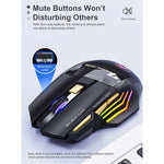 iMICE GW-X7 2.4G + Bluetooth Dual Mode Mouse da gioco wireless ricaricabile silenzioso a 7 pulsanti con luci RGB colorate, GW-X7 2.4G + Bluetooth