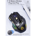 iMICE GW-X7 2.4G + Bluetooth Dual Mode Mouse da gioco wireless ricaricabile silenzioso a 7 pulsanti con luci RGB colorate, GW-X7 2.4G + Bluetooth