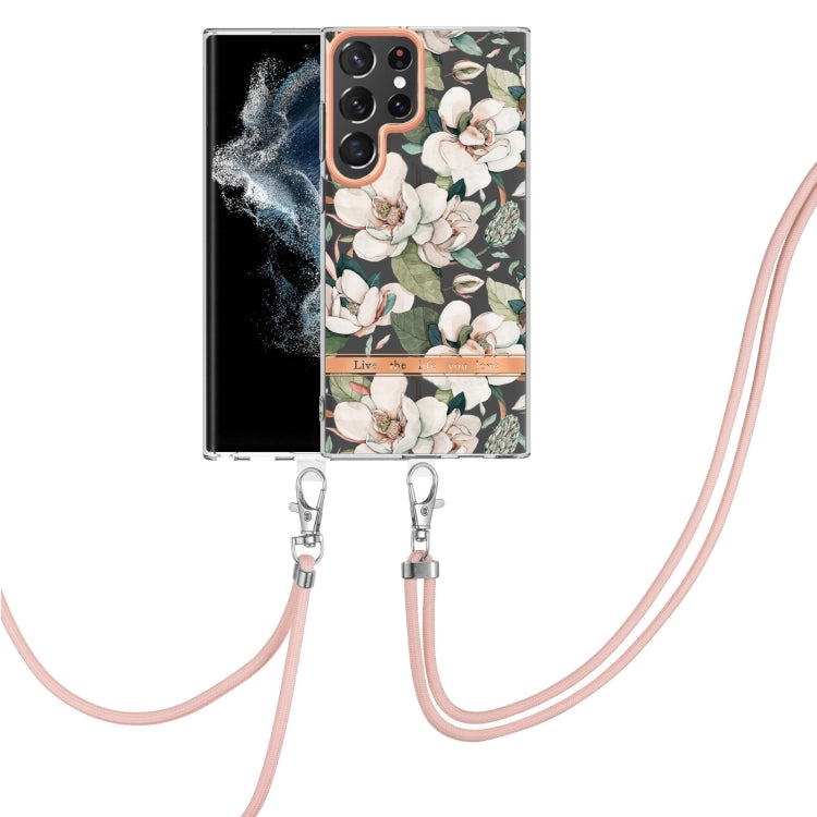 Custodia per telefono in TPU serie Flowers con cordino, For Samsung Galaxy S22 5G, For Samsung Galaxy S22+ 5G, For Samsung Galaxy S22 Ultra 5G, For Samsung Galaxy S21 5G