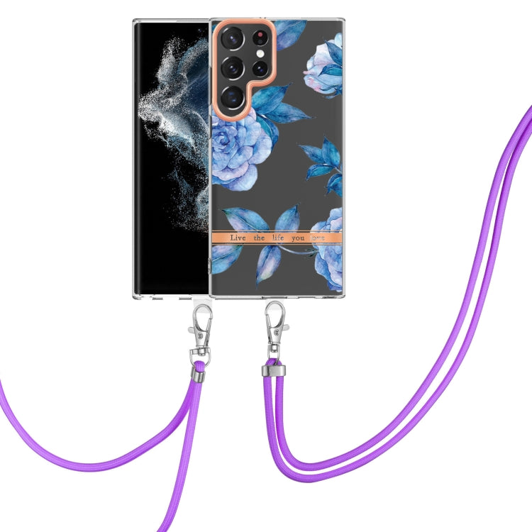 Custodia per telefono in TPU serie Flowers con cordino, For Samsung Galaxy S22 5G, For Samsung Galaxy S22+ 5G, For Samsung Galaxy S22 Ultra 5G, For Samsung Galaxy S21 5G