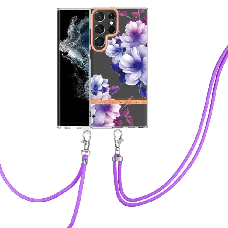 Custodia per telefono in TPU serie Flowers con cordino, For Samsung Galaxy S22 5G, For Samsung Galaxy S22+ 5G, For Samsung Galaxy S22 Ultra 5G, For Samsung Galaxy S21 5G