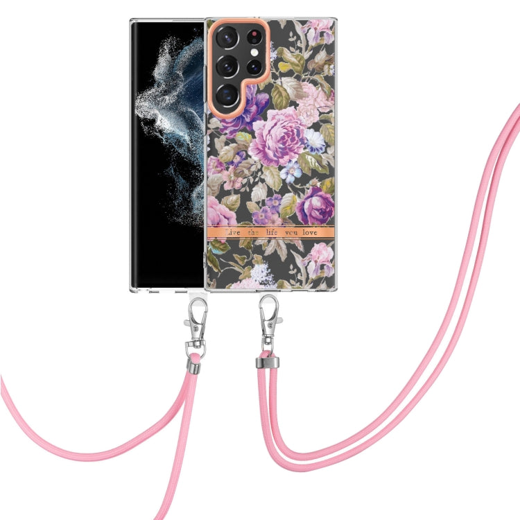 Custodia per telefono in TPU serie Flowers con cordino, For Samsung Galaxy S22 5G, For Samsung Galaxy S22+ 5G, For Samsung Galaxy S22 Ultra 5G, For Samsung Galaxy S21 5G