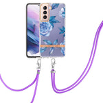 Custodia per telefono in TPU serie Flowers con cordino, For Samsung Galaxy S21+ 5G, For Samsung Galaxy S21 Ultra 5G, For Samsung Galaxy S21 FE 5G, For Samsung Galaxy S20 5G