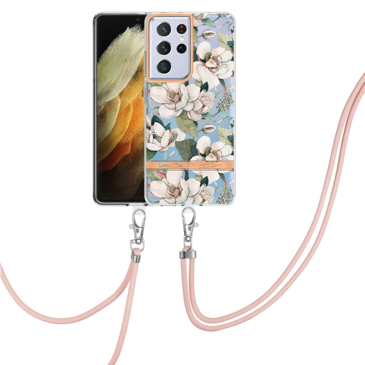 Custodia per telefono in TPU serie Flowers con cordino, For Samsung Galaxy S21+ 5G, For Samsung Galaxy S21 Ultra 5G, For Samsung Galaxy S21 FE 5G, For Samsung Galaxy S20 5G