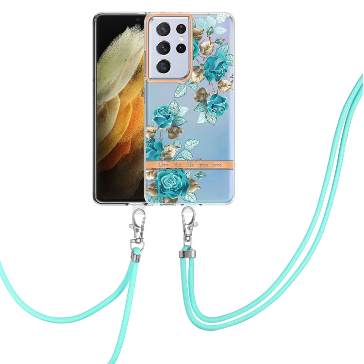 Custodia per telefono in TPU serie Flowers con cordino, For Samsung Galaxy S21+ 5G, For Samsung Galaxy S21 Ultra 5G, For Samsung Galaxy S21 FE 5G, For Samsung Galaxy S20 5G