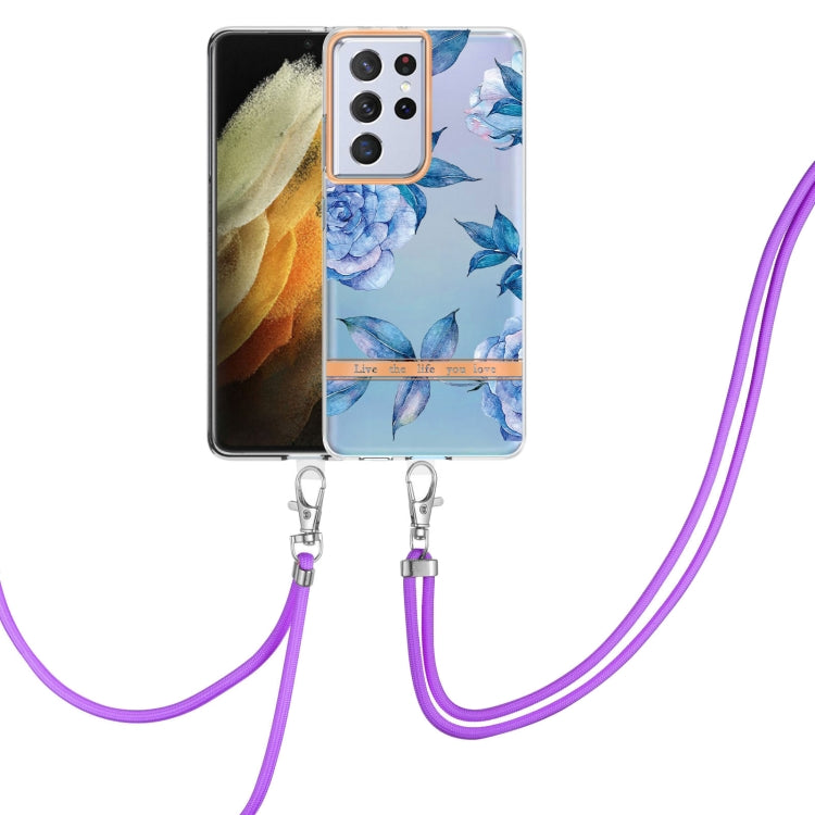 Custodia per telefono in TPU serie Flowers con cordino, For Samsung Galaxy S21+ 5G, For Samsung Galaxy S21 Ultra 5G, For Samsung Galaxy S21 FE 5G, For Samsung Galaxy S20 5G