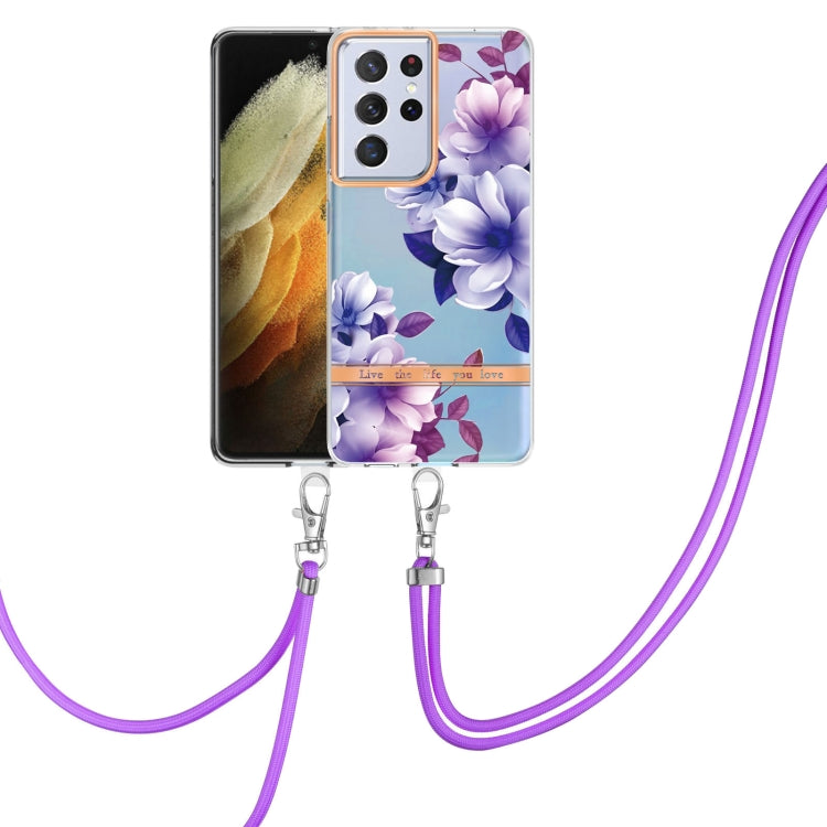 Custodia per telefono in TPU serie Flowers con cordino, For Samsung Galaxy S21+ 5G, For Samsung Galaxy S21 Ultra 5G, For Samsung Galaxy S21 FE 5G, For Samsung Galaxy S20 5G