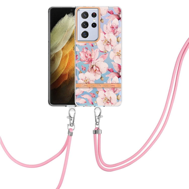 Custodia per telefono in TPU serie Flowers con cordino, For Samsung Galaxy S21+ 5G, For Samsung Galaxy S21 Ultra 5G, For Samsung Galaxy S21 FE 5G, For Samsung Galaxy S20 5G