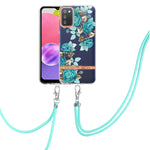 Custodia per telefono in TPU serie Flowers con cordino, For Samsung Galaxy A03s 166mm, For Samsung Galaxy A12, For Samsung Galaxy A13 5G, For Samsung Galaxy A21s